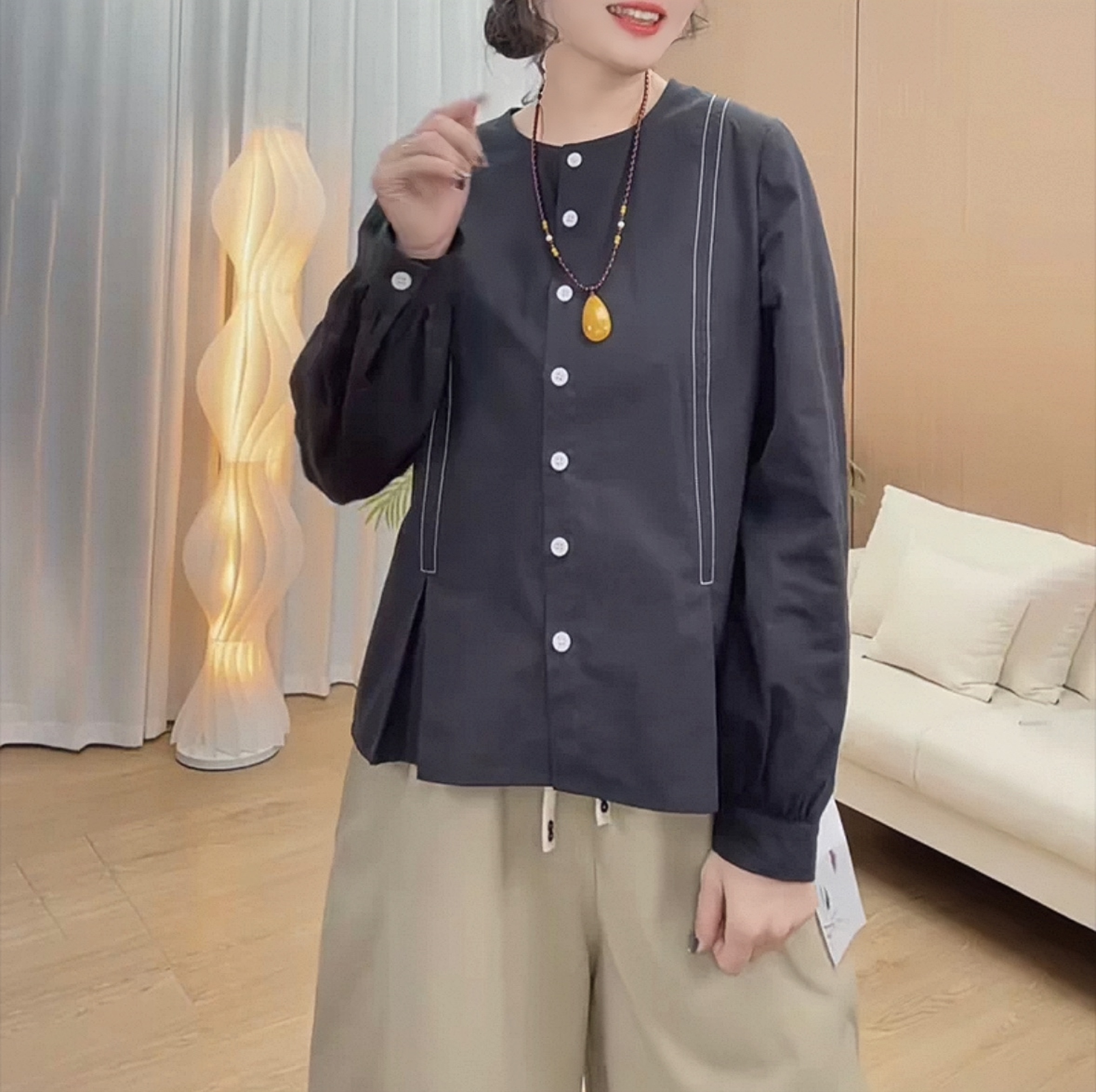 季念设计感长袖衬衫女2025秋季新款胖MM显瘦遮肉大码女装百搭上衣