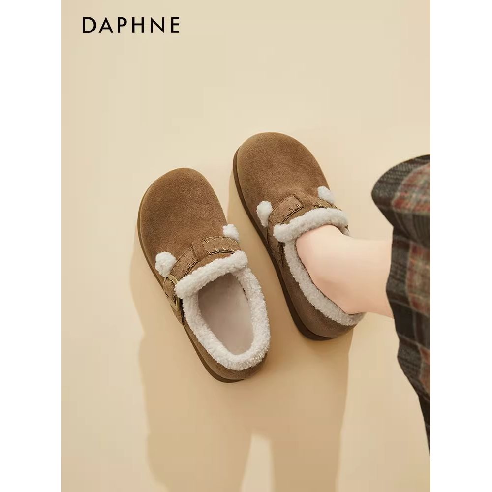 达芙妮内增高雪地靴女鞋加绒加厚冬季2025新款保暖勃肯棉鞋毛毛鞋