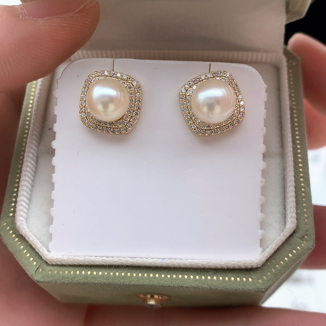 海水珍珠7.5-8mm羽皇金银S925镶嵌