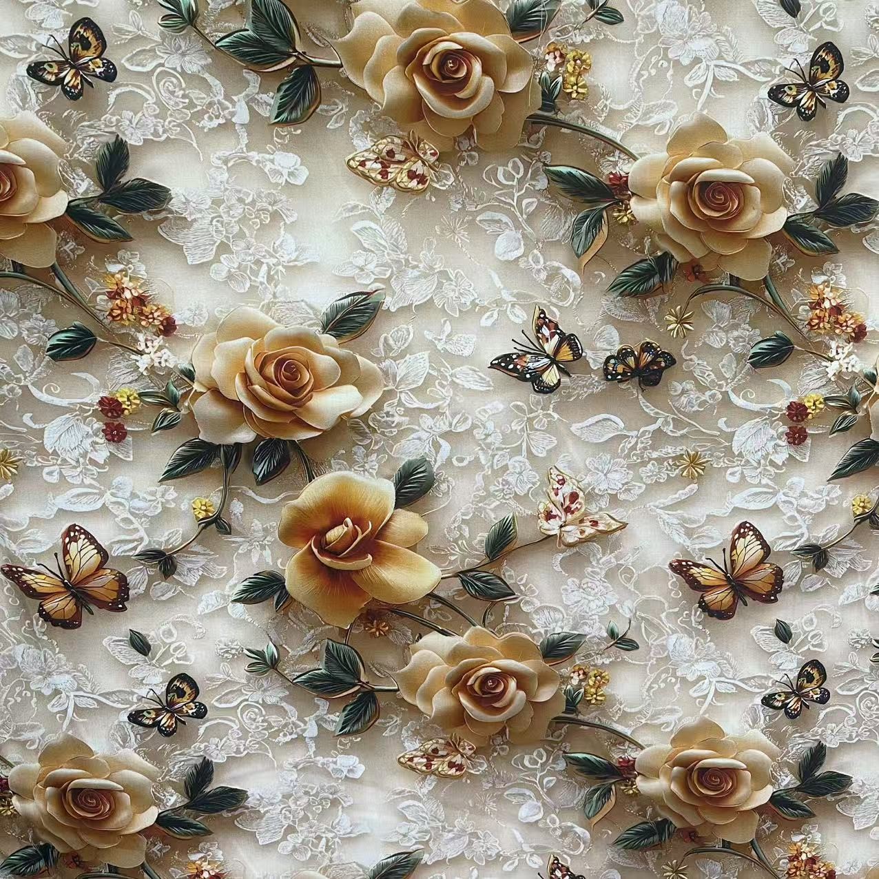 【七彩5D印花绵绸香云缎】两米包邮立体数码贡缎睡衣旗袍连衣裙面料