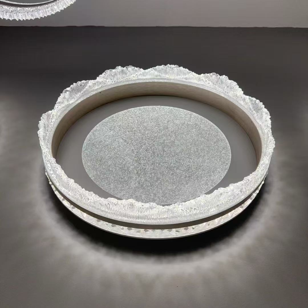 高端轻奢简约水晶白色星空卧室灯创意时尚圆形房间吸顶灯中山灯饰