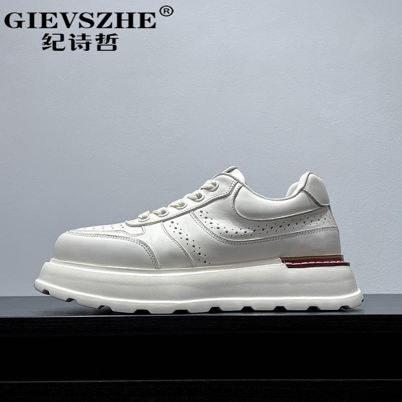 纪诗哲厚底小白鞋男低帮百搭时尚德训鞋舒适百搭潮流板鞋平底男鞋