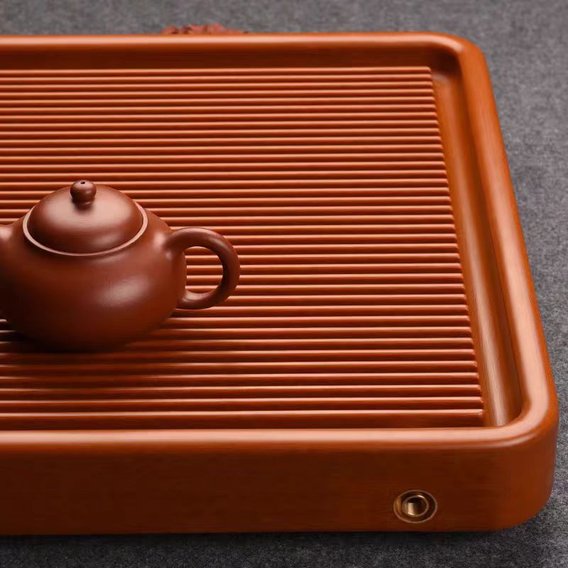 博观黄金色电木茶盘排水整块家用客厅办公室茶台