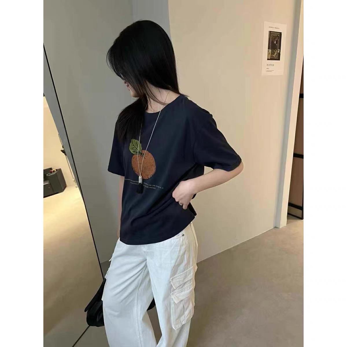 N11 韩版小众简约气质时尚休闲潮流百搭黑色高腰显瘦