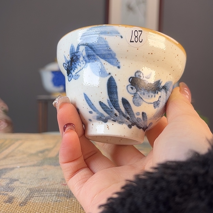 摆件景德柴烧茶杯多人