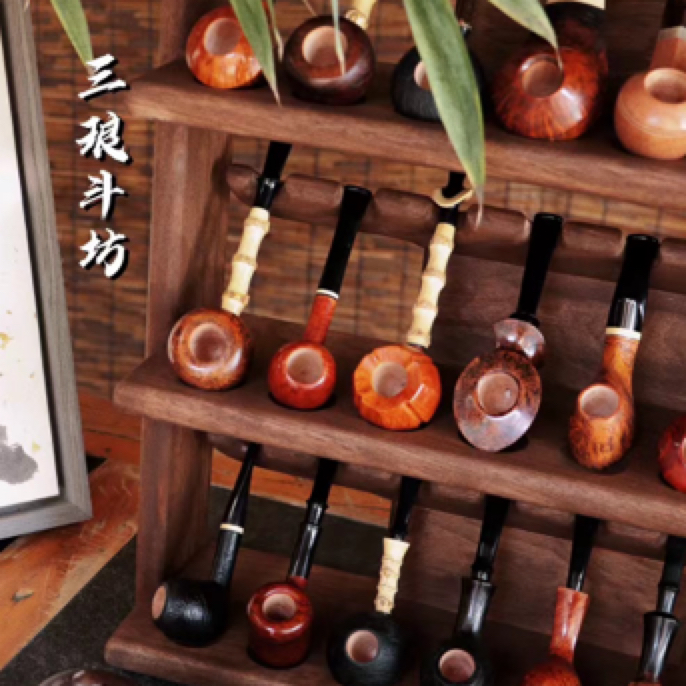 烟斗架核桃木手工制作手工烟斗置物架意大利石楠木烟斗置物架
