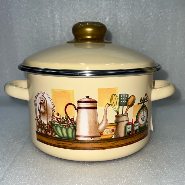 俄罗斯原装进口正品搪瓷4升双耳锅怀旧复古汤锅炖煮锅储物锅加厚