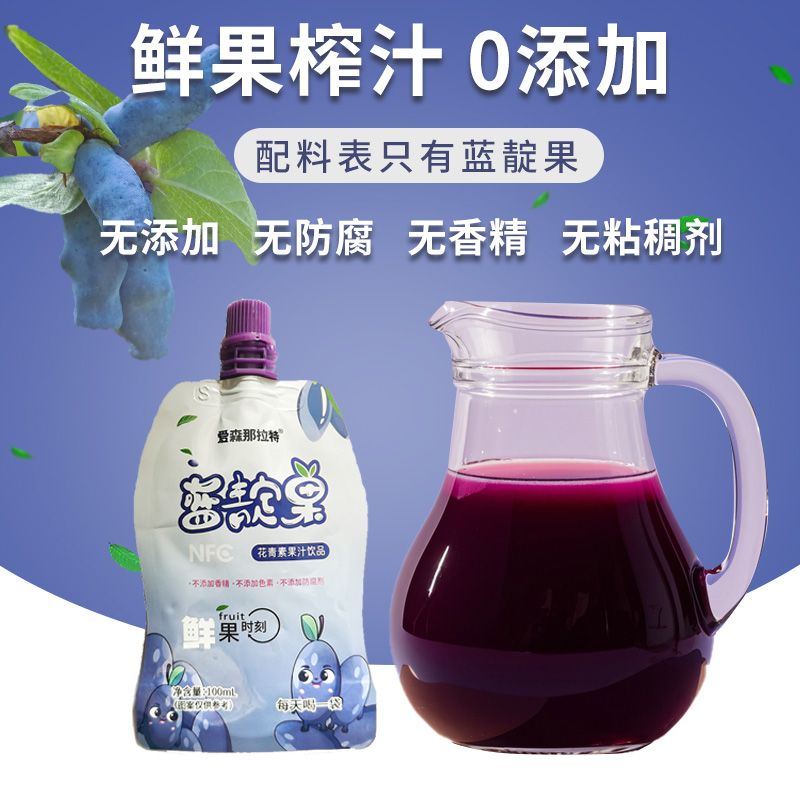 爱森那拉特 蓝靛果原浆100%浓度带果肉 便携装能量健康营养地
