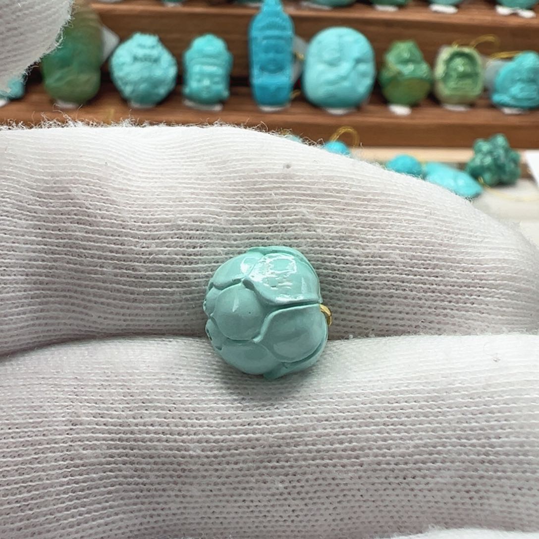 绿松石未镶嵌莲花珠11mm