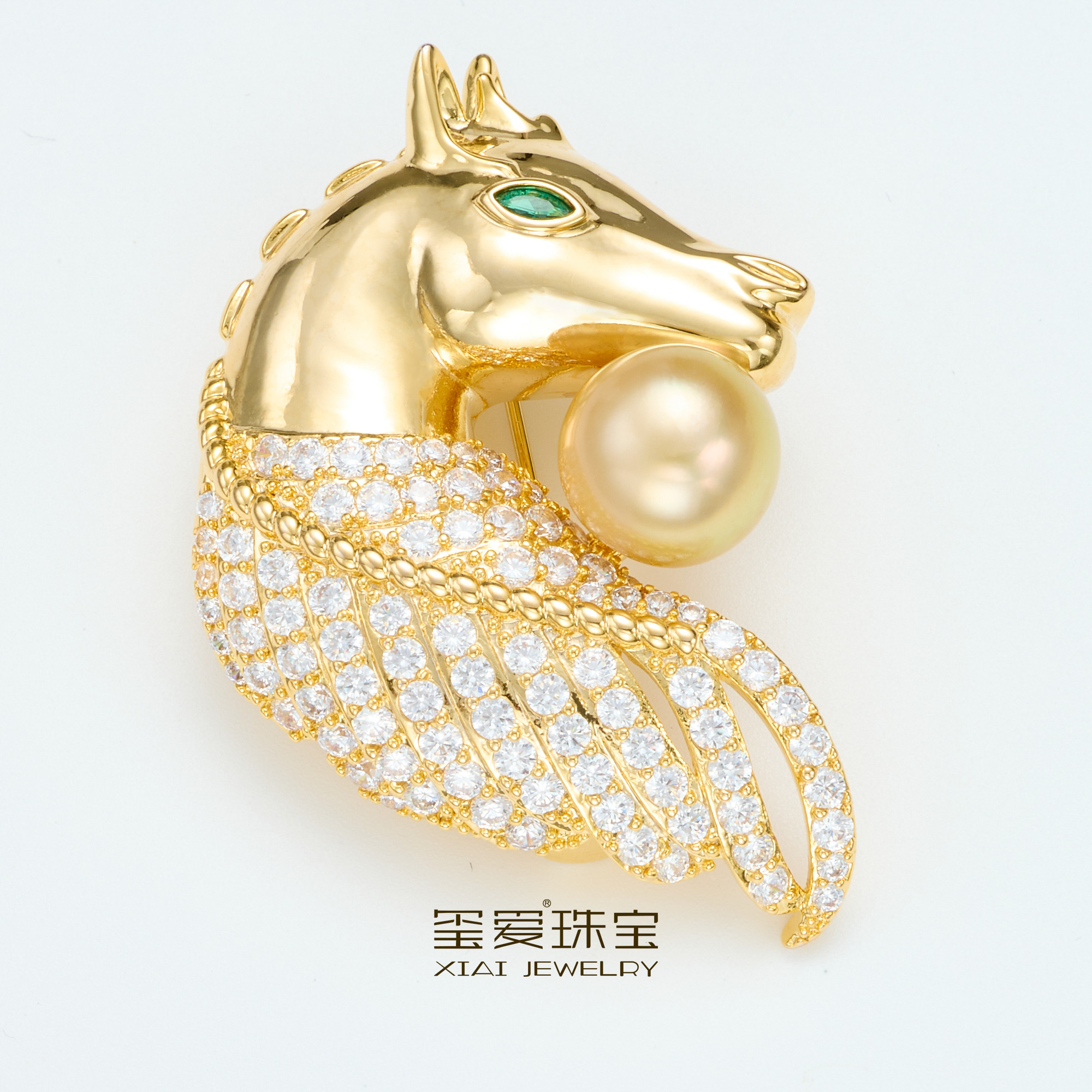 【七天鉴赏期】玺爱珠宝MM-73042 海水珍珠南洋金珠设计胸针9-11mm