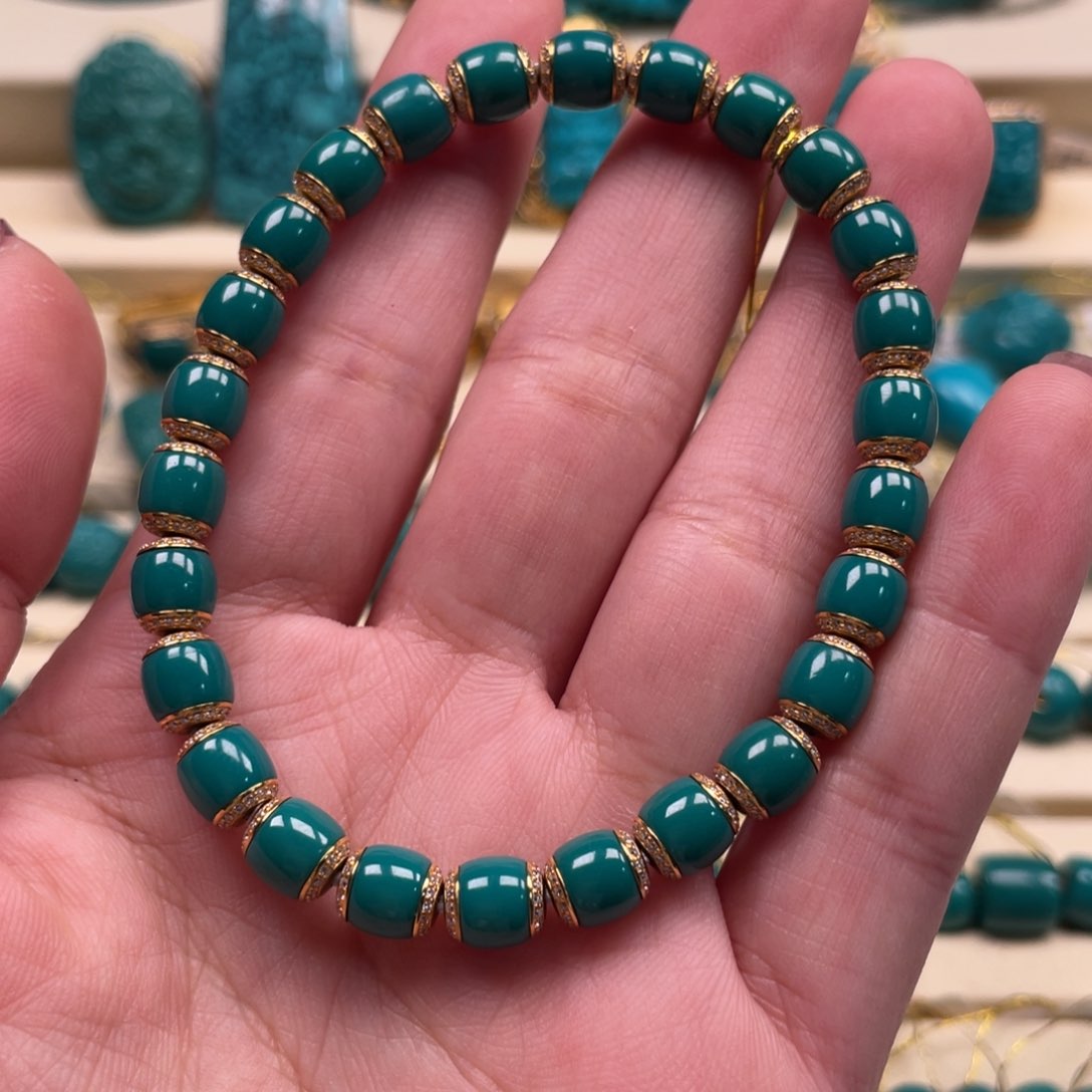 绿松石珠宝奇石18K金镶嵌