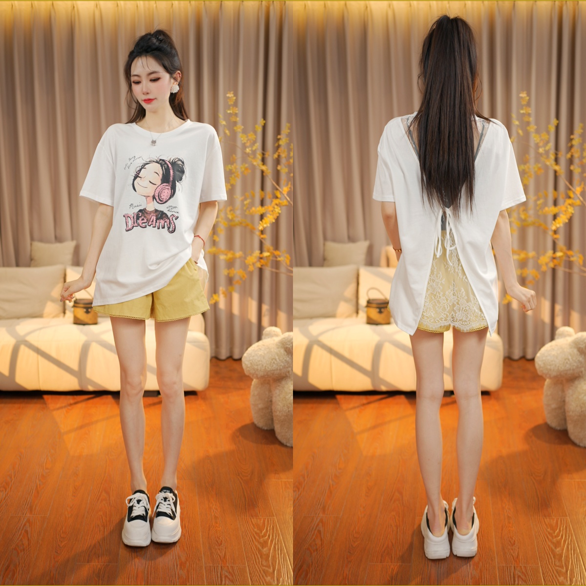 蕾丝拼接短袖T恤2025夏季新款爆款独特别致超好看设计感上衣