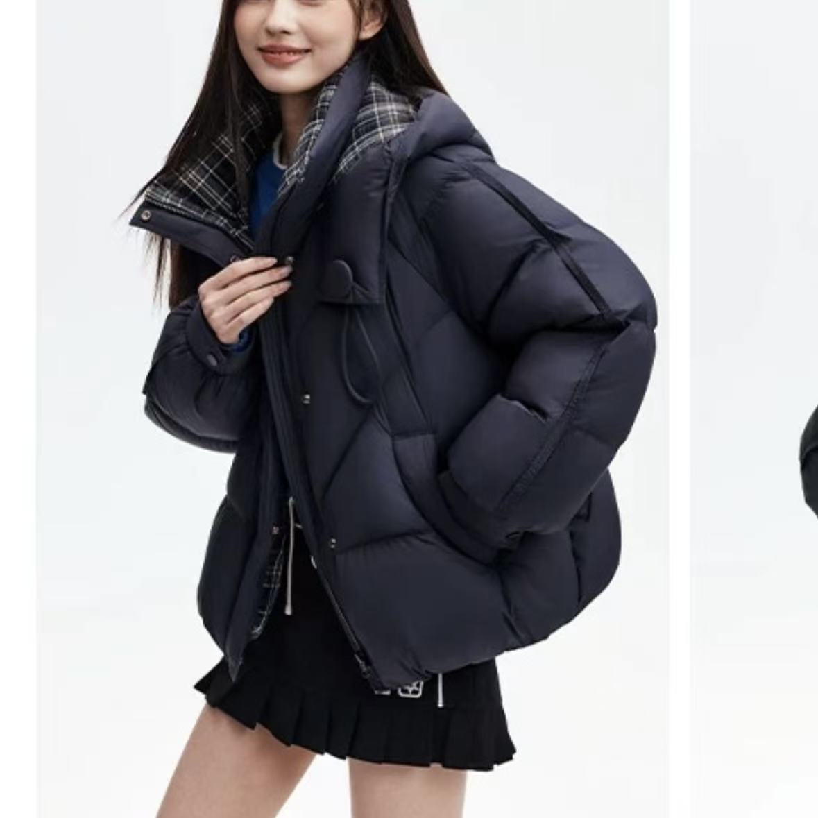 休闲风连帽拉链女保暖冬季羽绒服