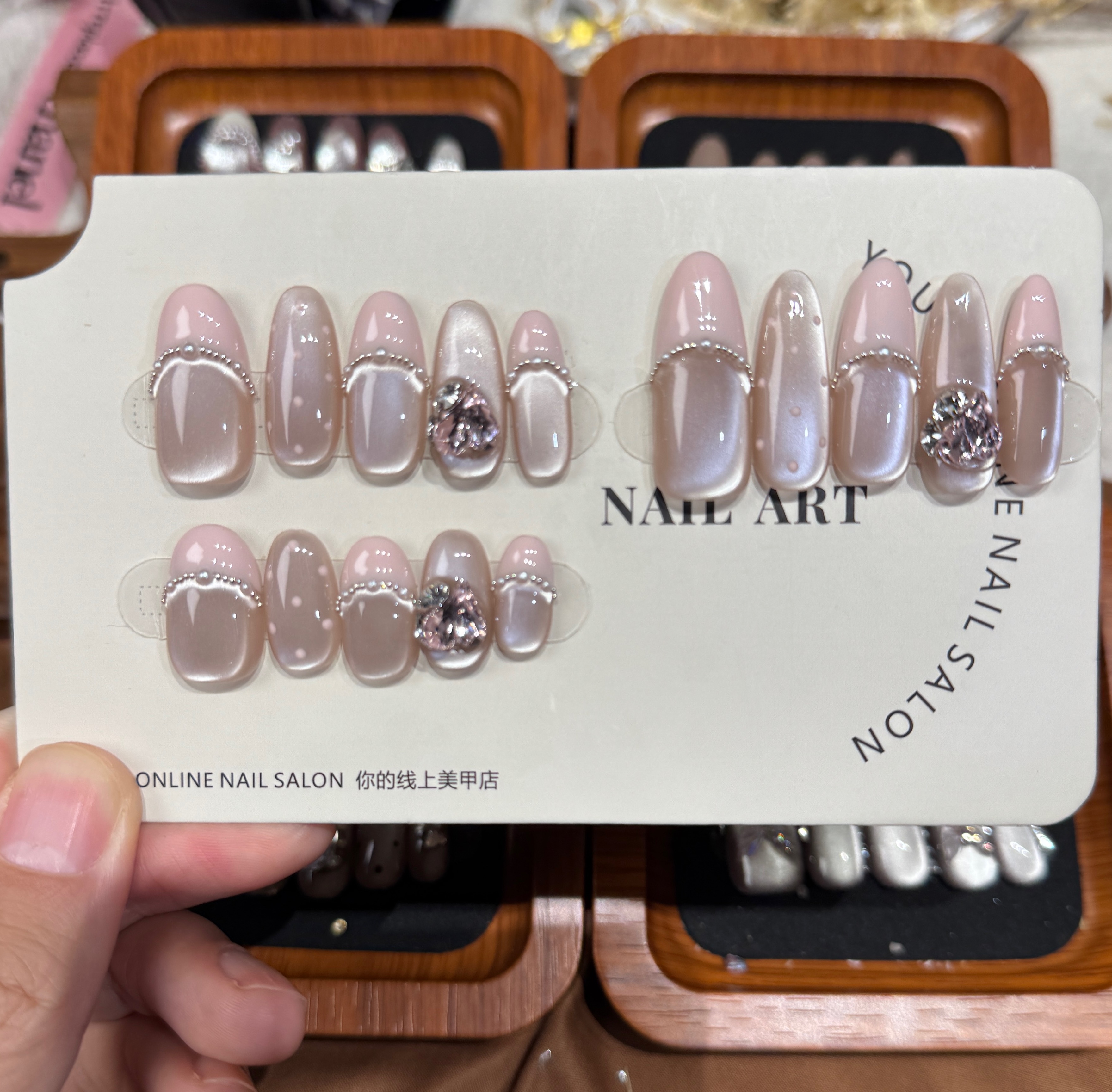 【巴洛克少女】2025新款显白夏日水光猫眼纯手工穿戴甲