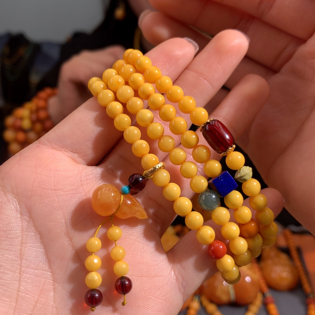 蜜蜡手串未镶嵌天然