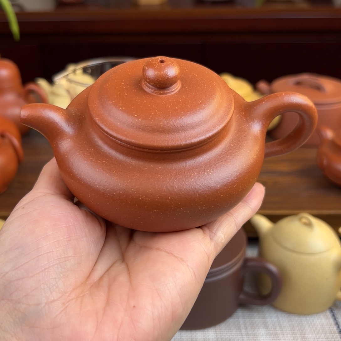月****茶壶紫砂红降坡仿古半手200cc