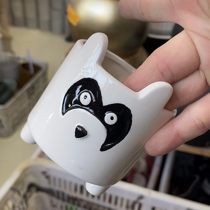 陶摆件陶瓷花盆有孔 瑕疵介意勿拍 