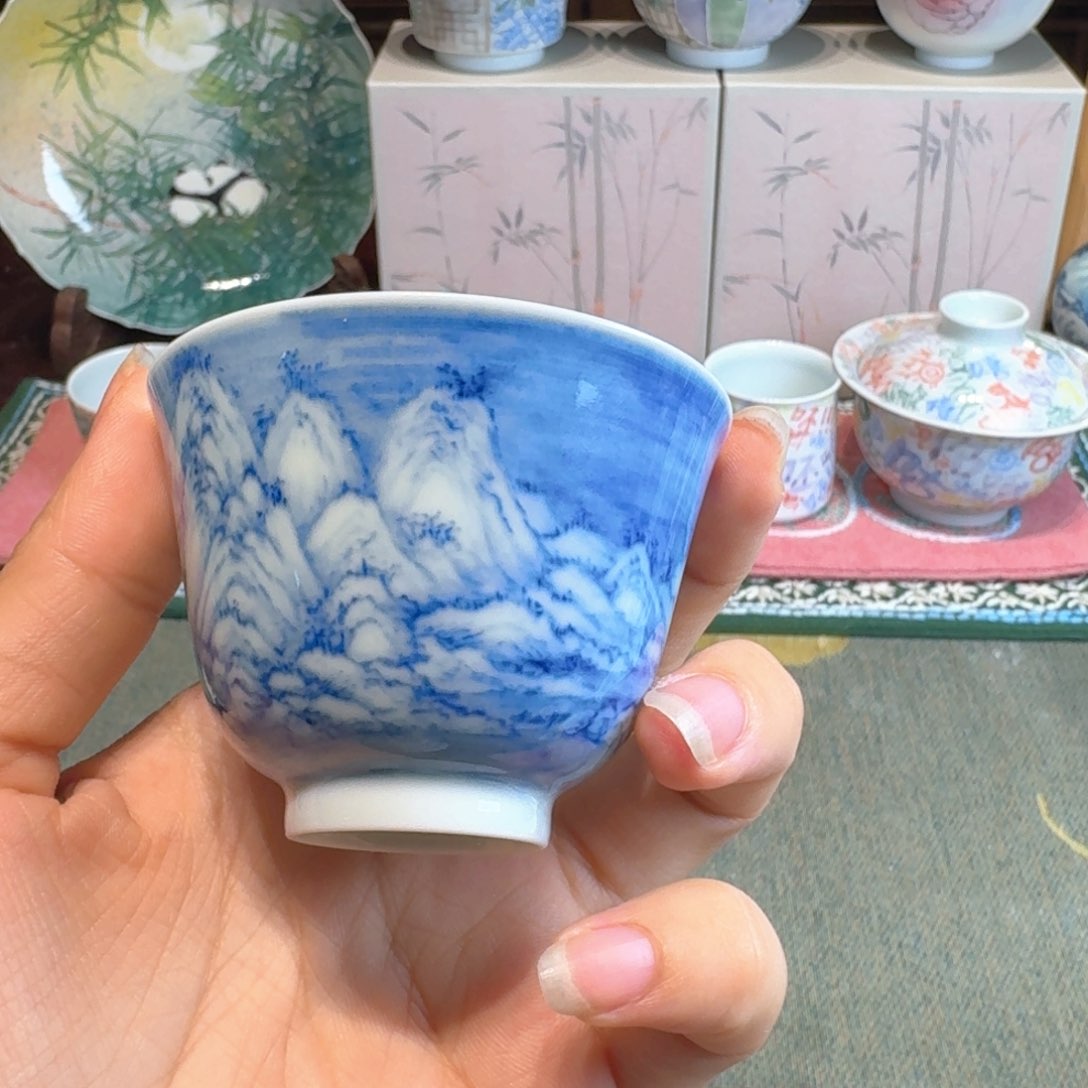 雪景山水铃铛杯杯