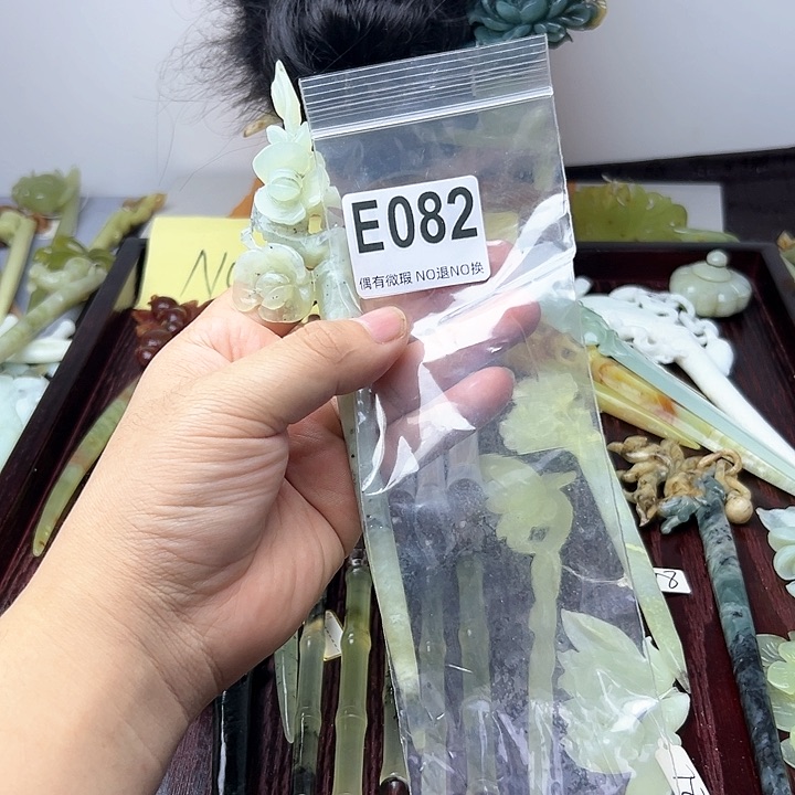 蛇纹石玉发饰合金天*