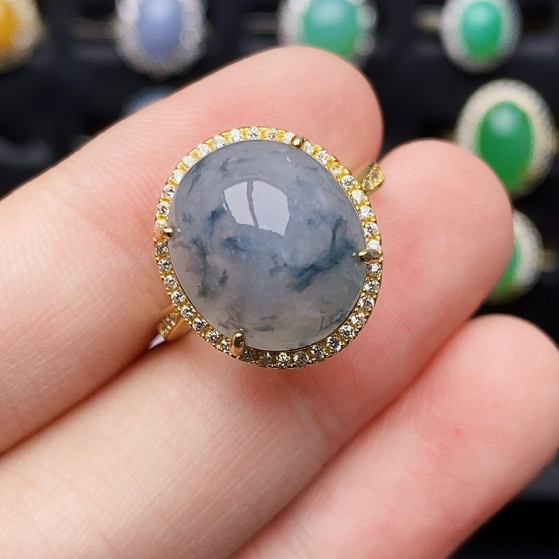 银S925镶嵌戒指翡翠5555