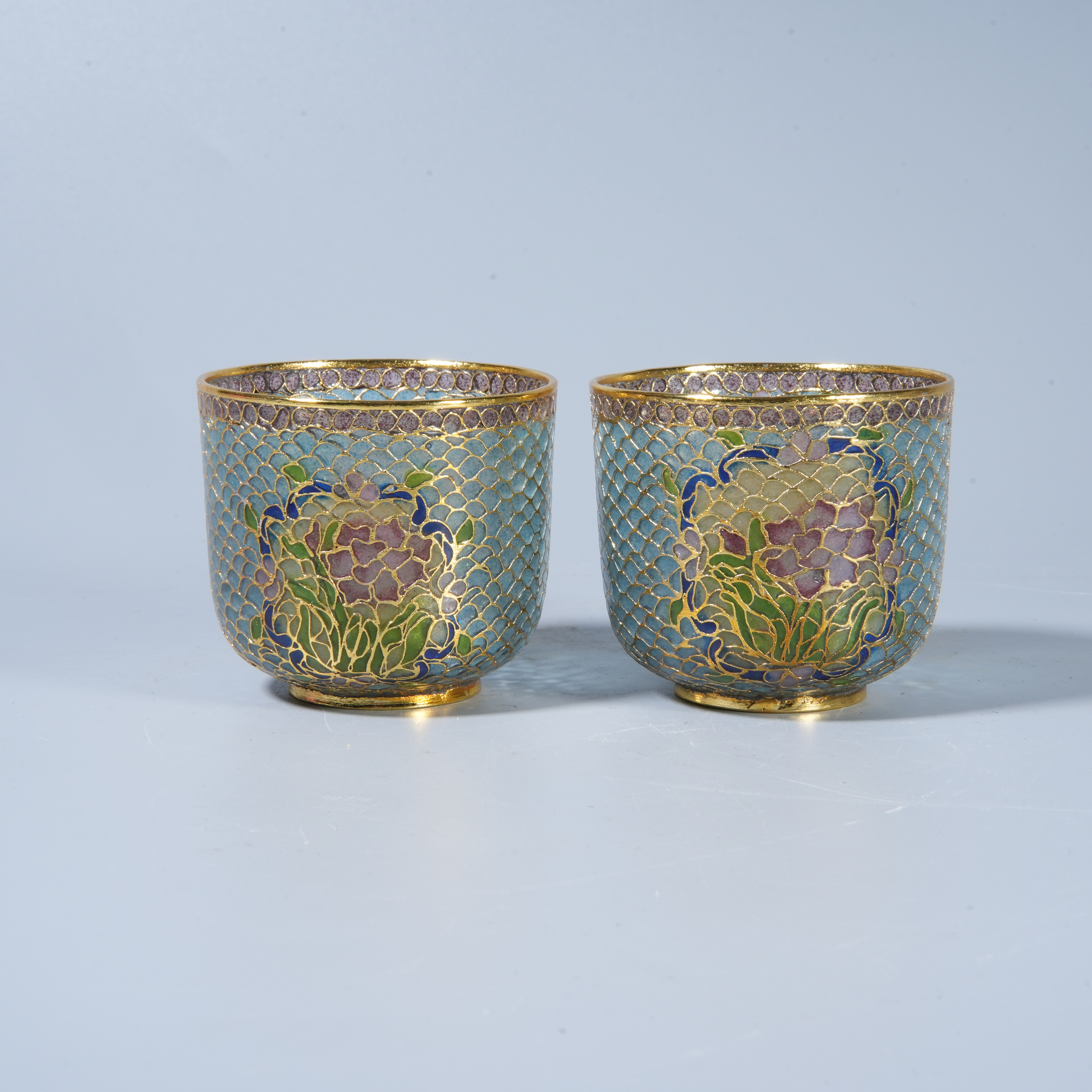 Tgz20 民国 掐丝珐琅杯一对