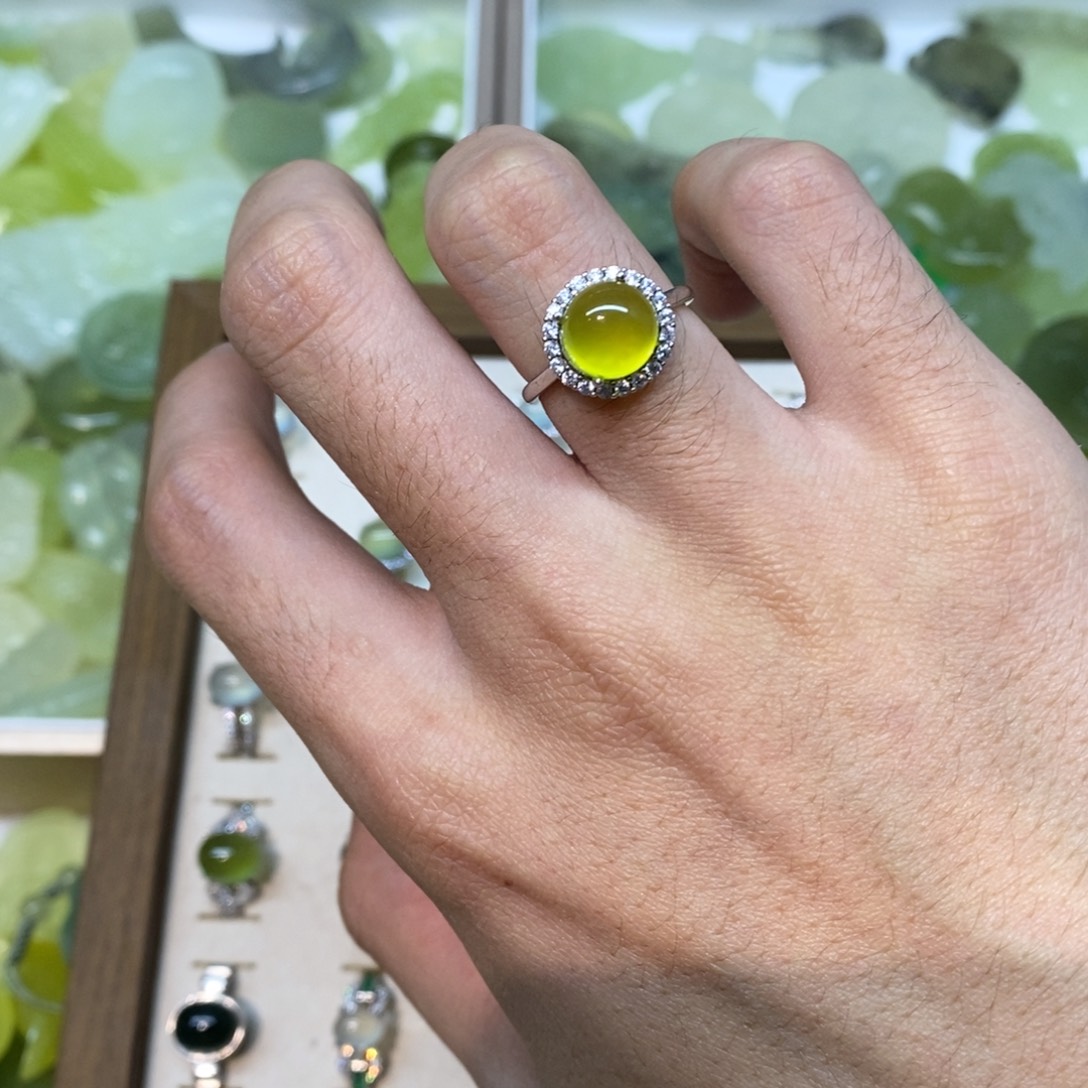 程***欢岫玉银S925镶嵌戒指