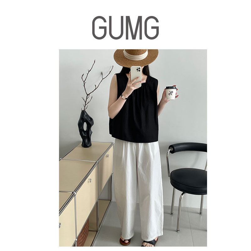 【女装优选WH】GUMG-韩系褶皱无袖衬衫GM20100