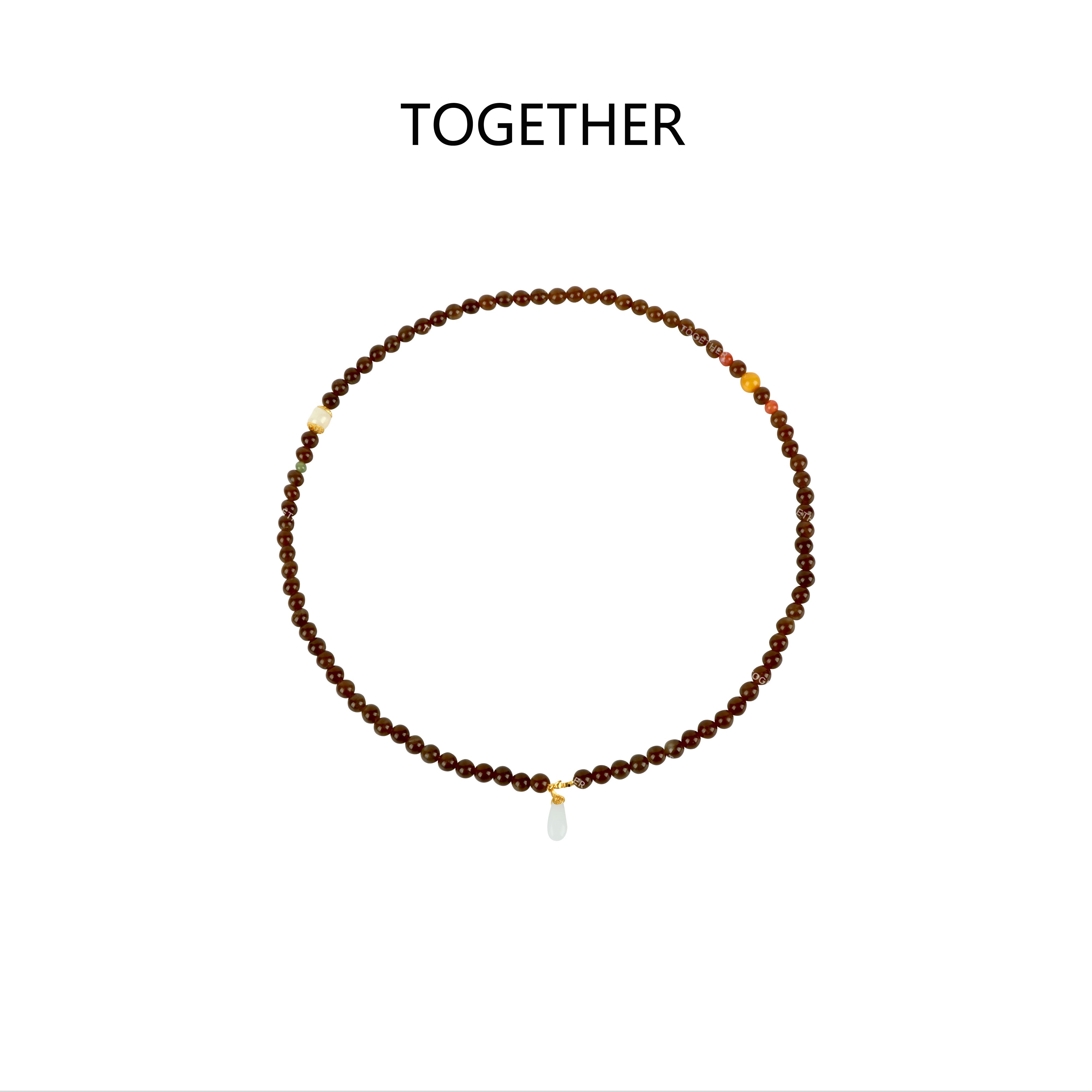 非金属玻璃手链 【TOGETHER】新款仿和田玉吊坠多圈手串GD135