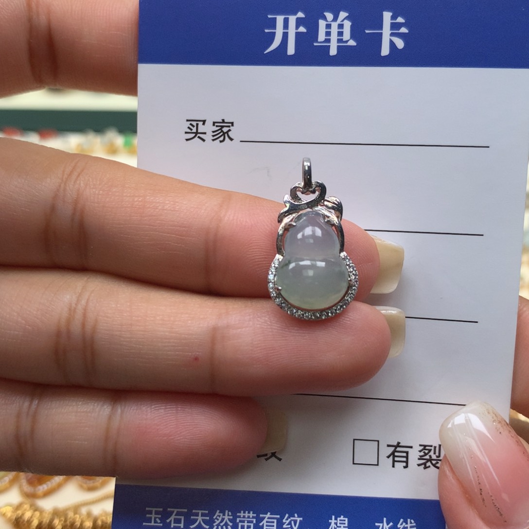 颈饰银S925镶嵌翡翠