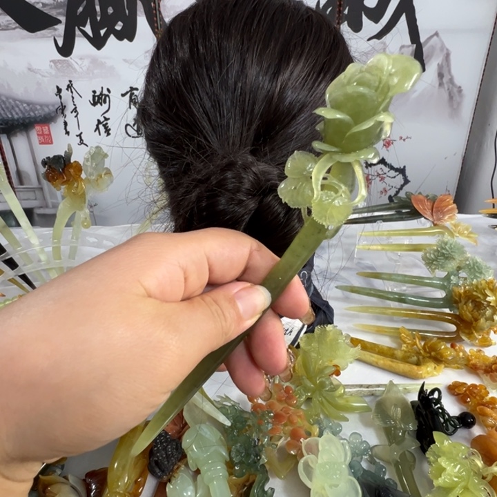 定制蛇纹石玉銣*毛货发饰