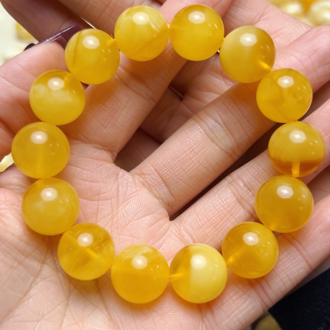 蜜蜡裸石未镶嵌15mm单圈