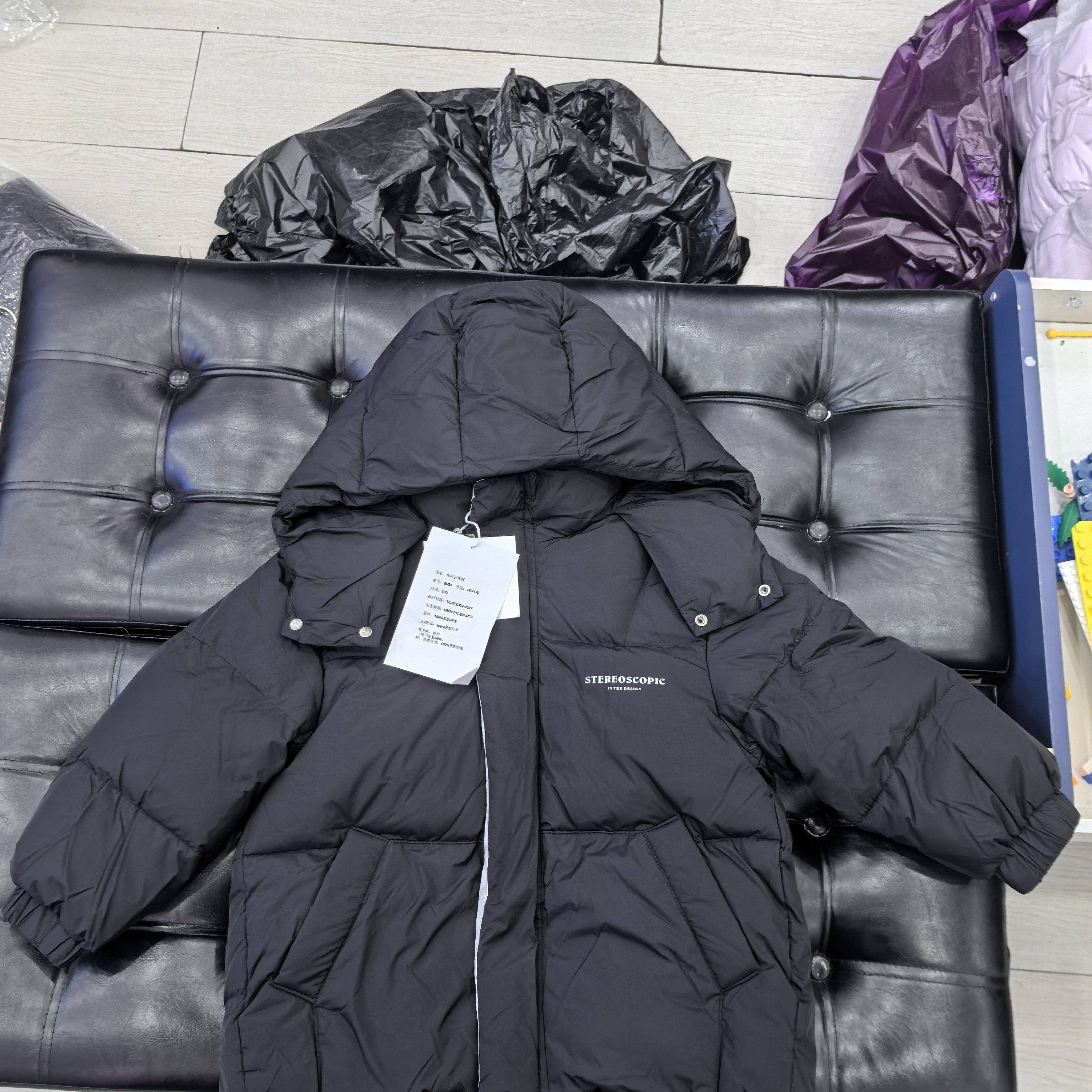 白鸭绒新款冬季男女童加厚保暖连帽撞色韩版外套