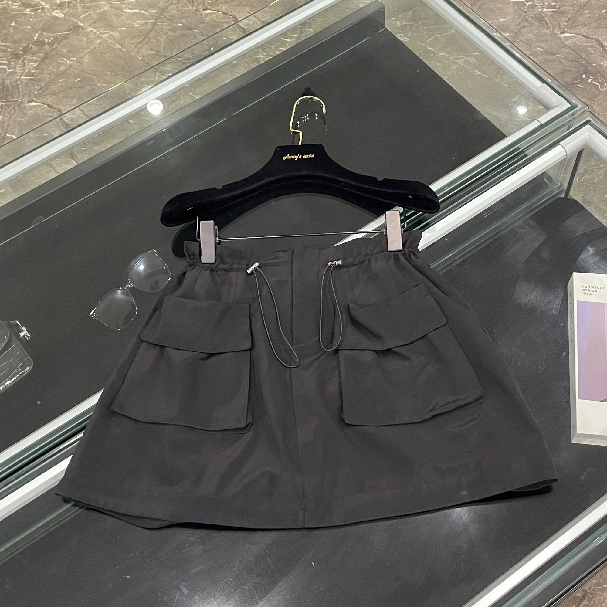 设计感抽绳工装大口袋a字半身裙-251