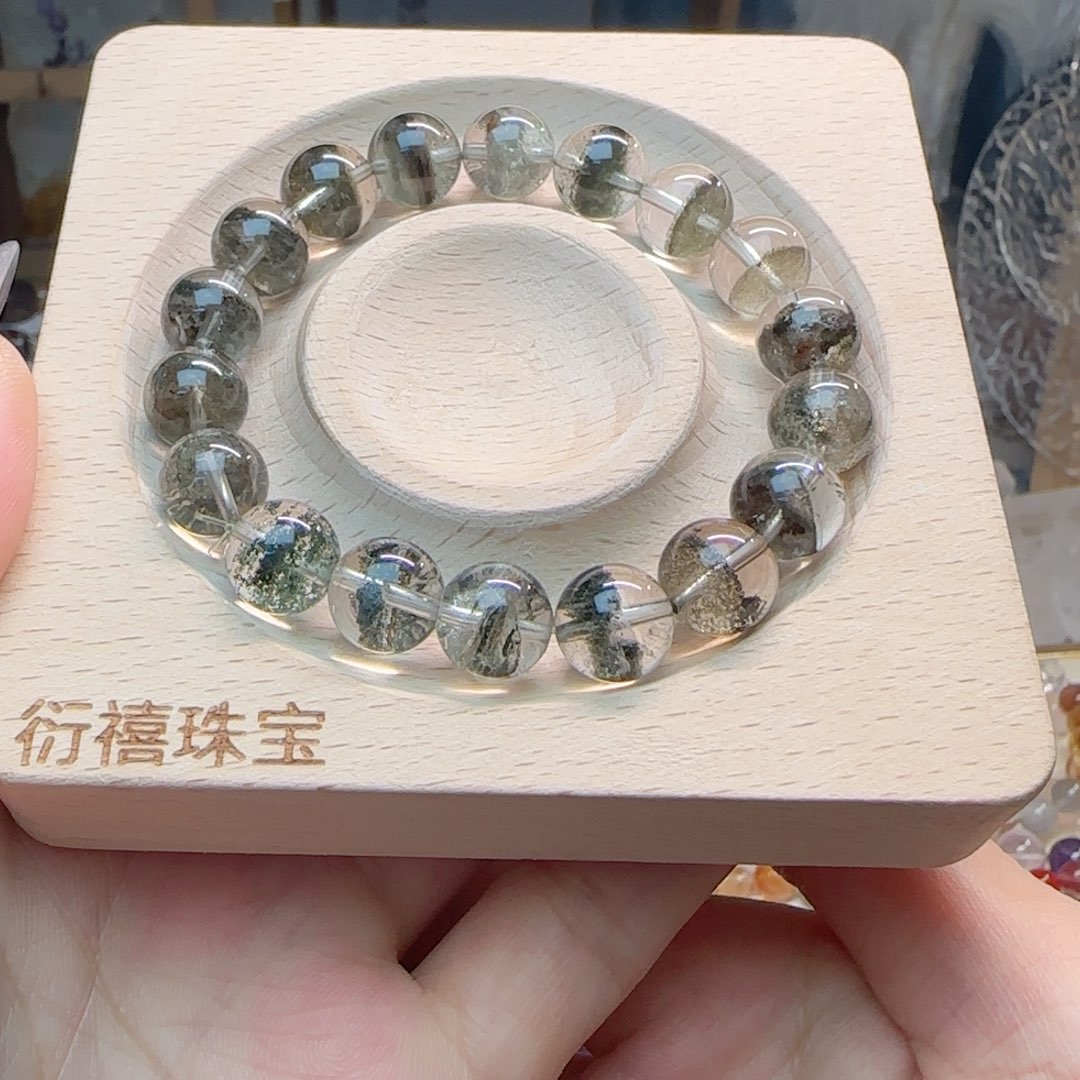 水晶手串未镶嵌野*聚宝盆绿幽灵10.6m