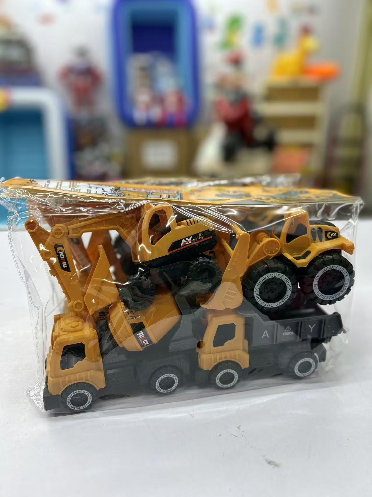 四只装工程车挖掘机推土机翻斗车模型【电商包装】