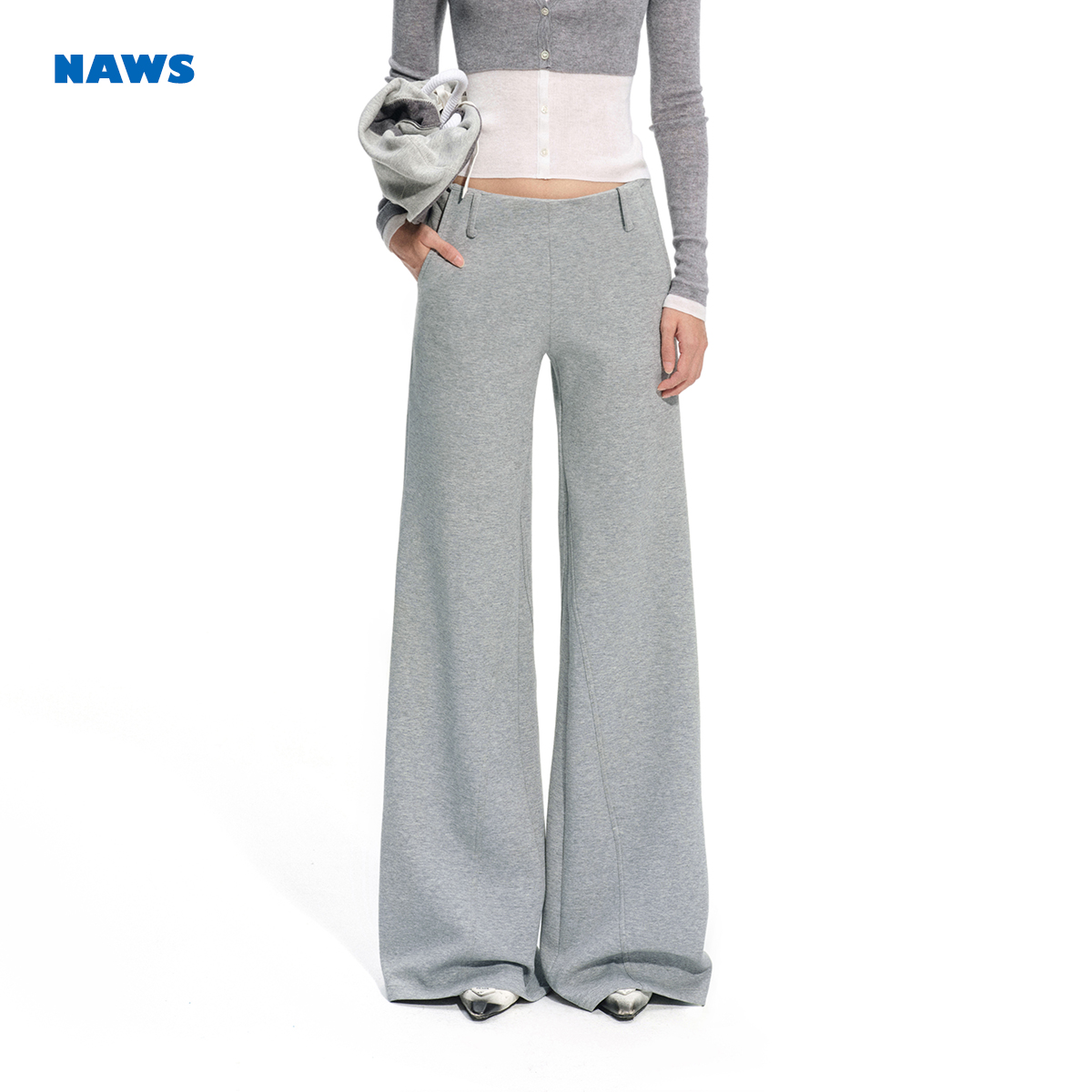 NAWS 山脊休闲裤 侧缝隐形拉链无腰头设计修身微弹显腿长直筒长裤