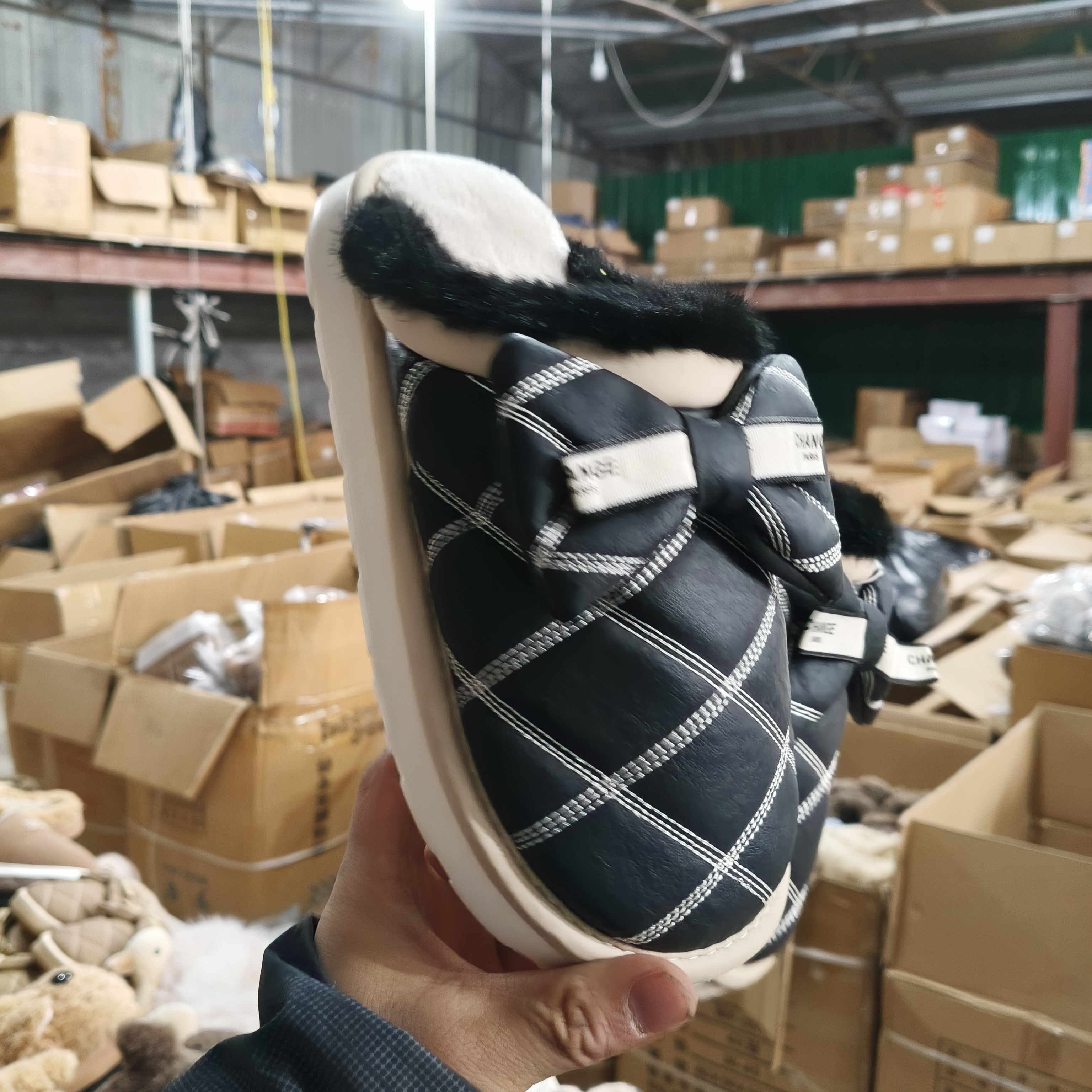 高氏路防水蝴蝶结棉拖鞋女士冬季可爱室内家居加厚防滑保暖棉拖女