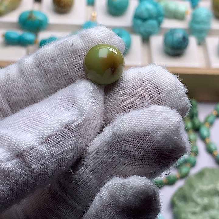 绿松石未镶嵌珠宝奇石直径12特色菜籽黄圆珠