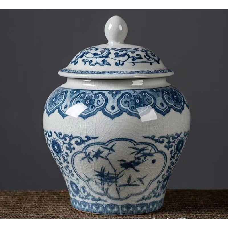 大号竹子老陶泥茶叶罐密封罐储物罐古风国风