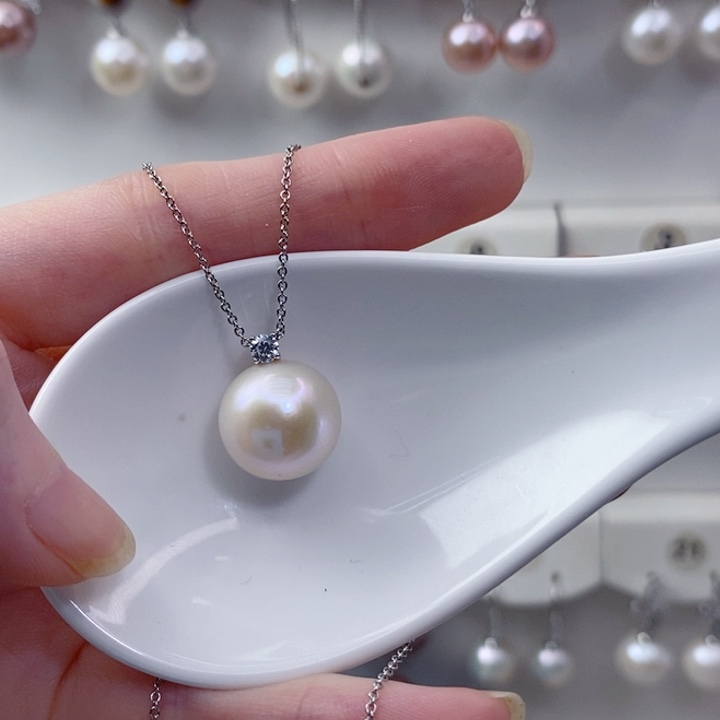h***8淡水珍珠颈饰银S925镶嵌A