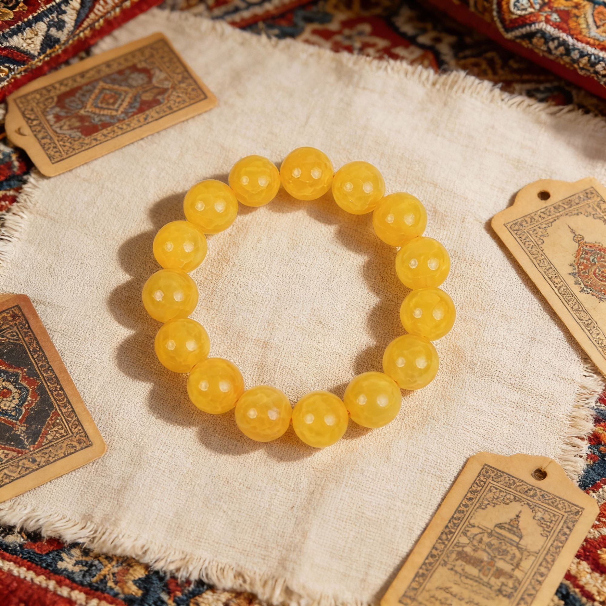 【抖音官方质检】保真天然 龙鳞纹黄玛瑙14mm多样性任发其一MN211