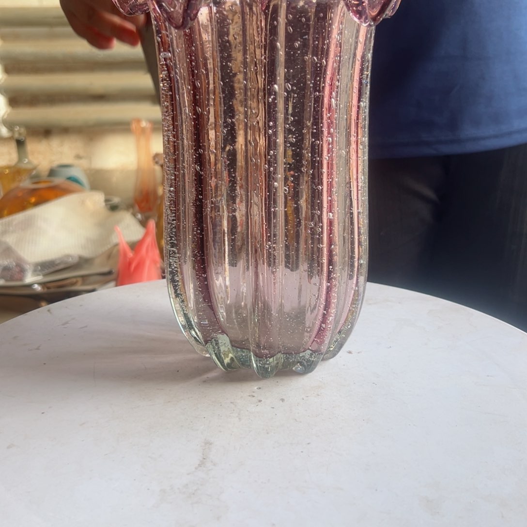 紫色高度25琉璃花器摆件微瑕