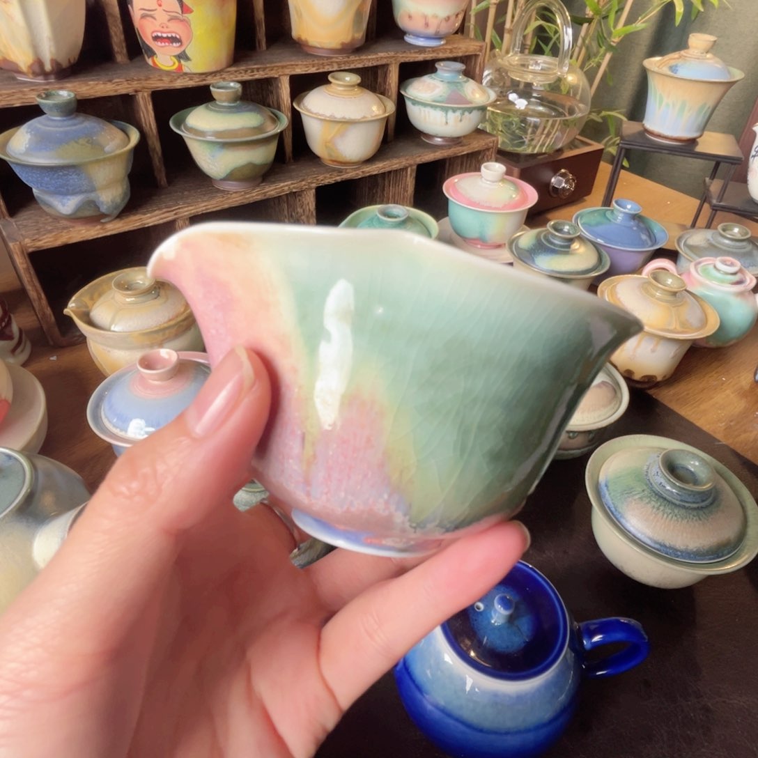 瓷片纯手工柴烧手作茶器