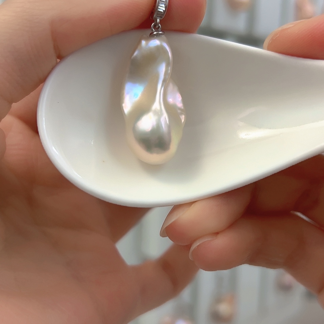 冰***冰银S925镶嵌颈饰淡水珍珠