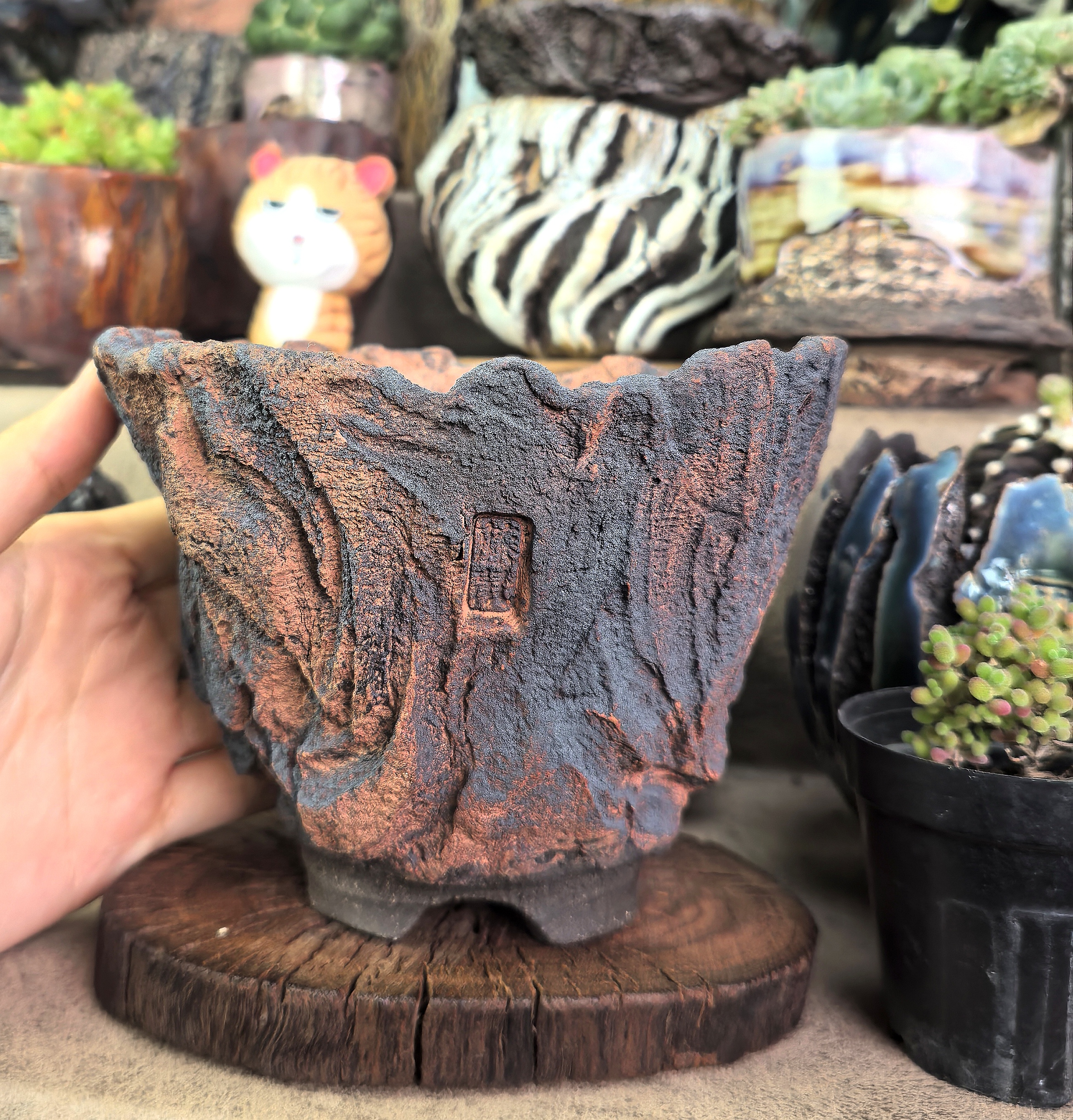 火山灰 风化岩一物一拍 潮流复古花盆