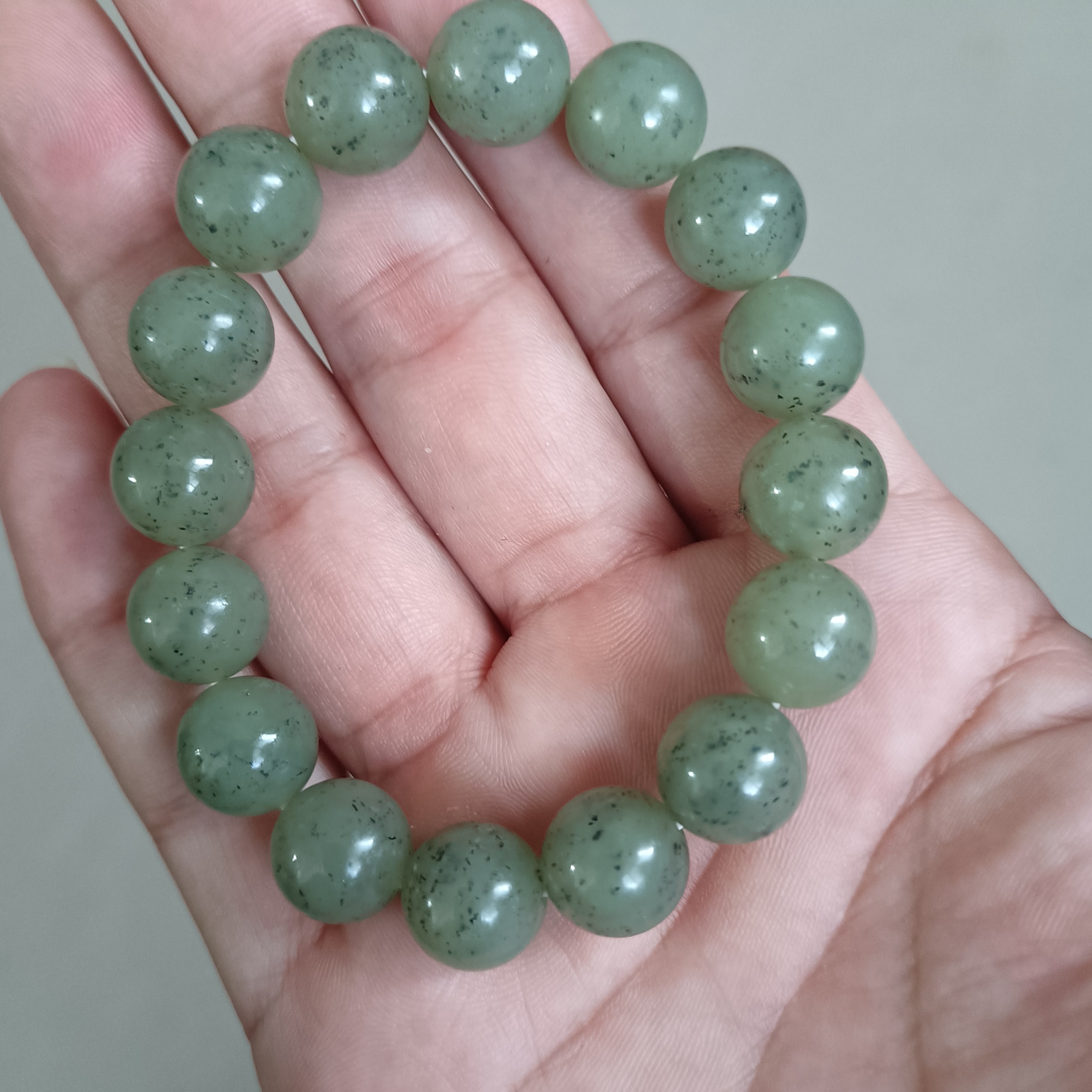 纯天然和田玉k12点墨青花手串