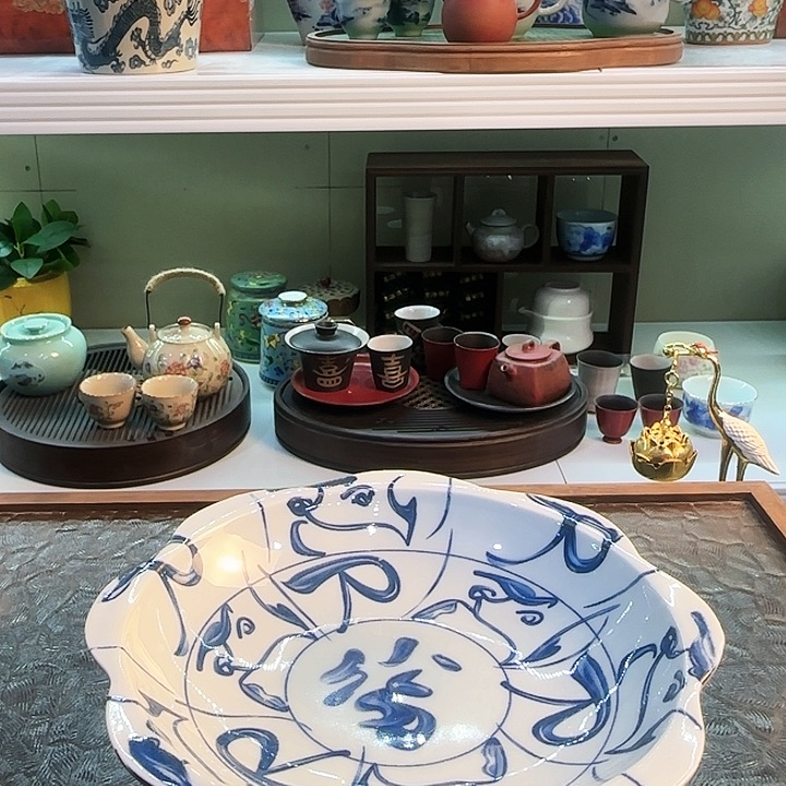 青花瓷器茶具套装茶叶罐个人杯