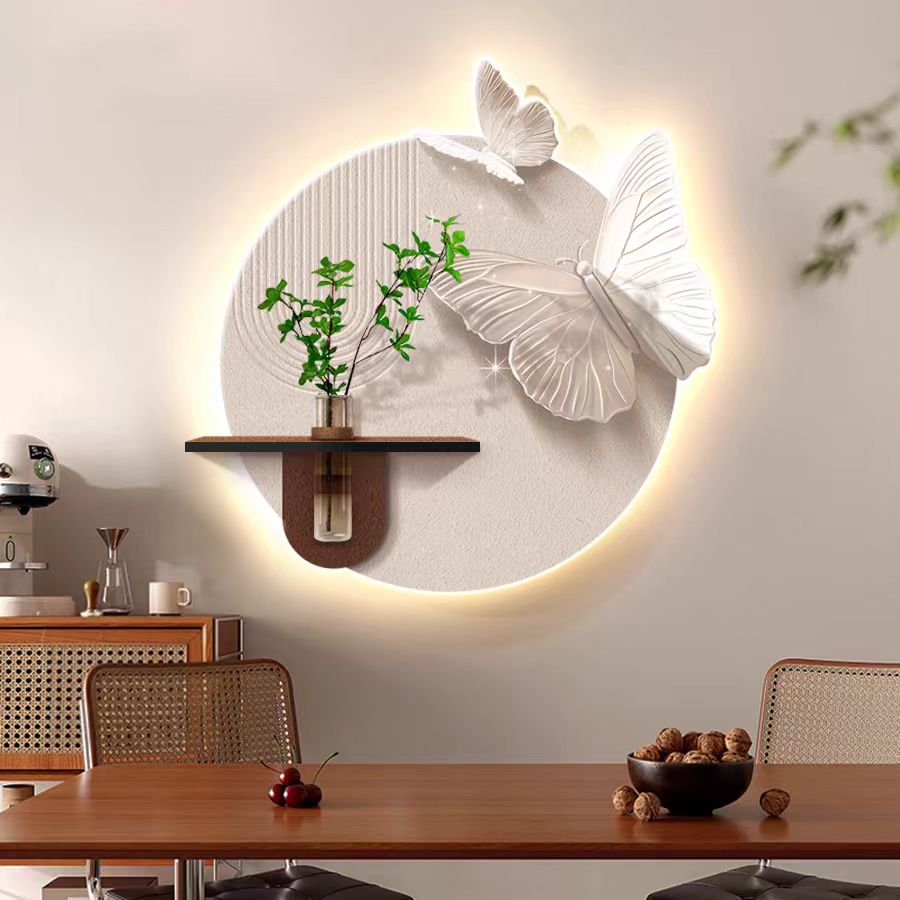 DE-034氛围灯光画餐厅墙壁挂画奶油风新款餐厅挂画蝴蝶挂画捡漏