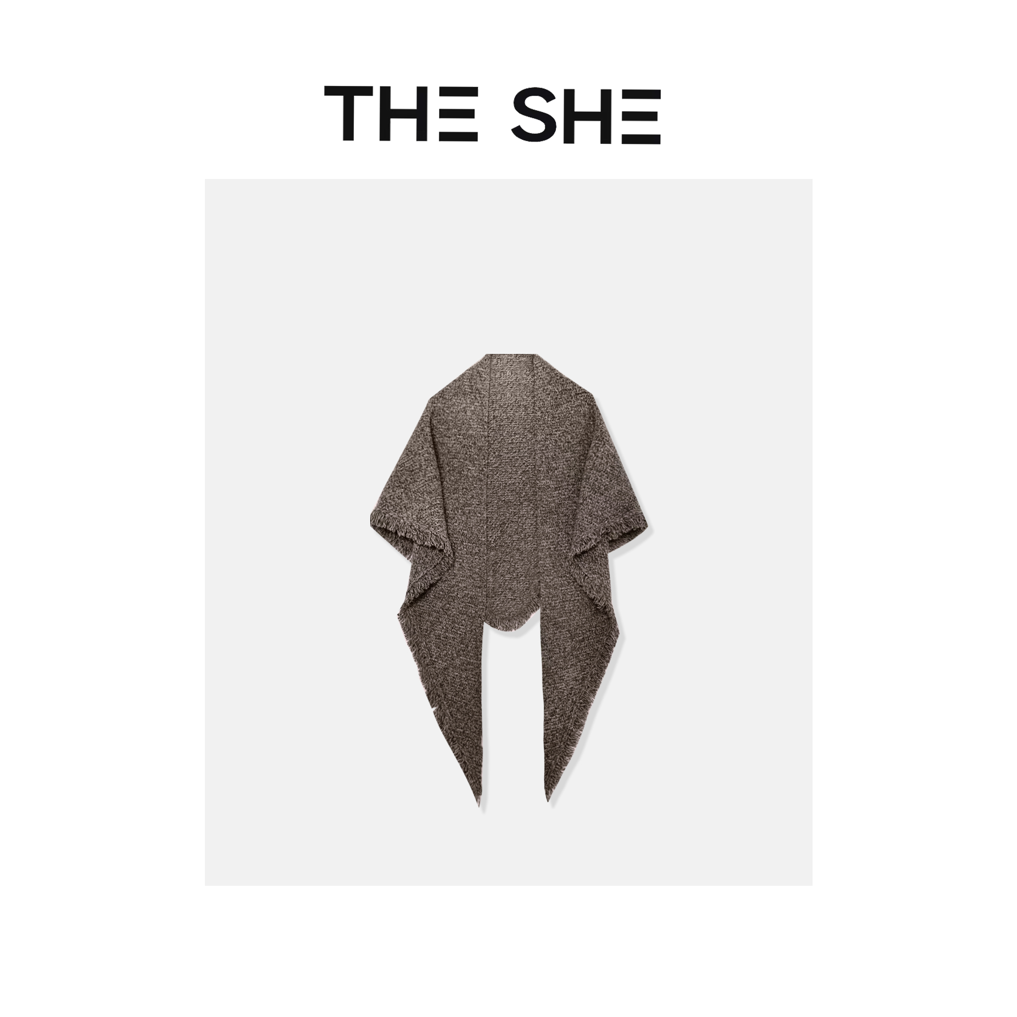 【S·Y】温柔相依 100羊毛 咖白撞色流苏三角披肩 一件多用 时尚单品