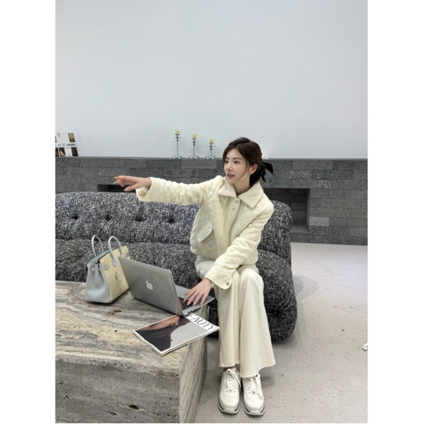 【Cikky定制】秋冬韩版休闲宽松菱格短外套女时尚保暖羽绒服